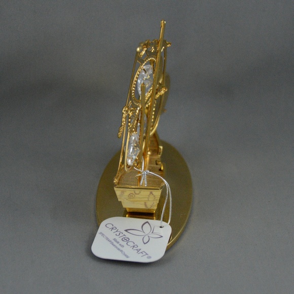 Crystocraft Pirate Ship Clock figurine w/ Swarovsk - Picture 4 of 7